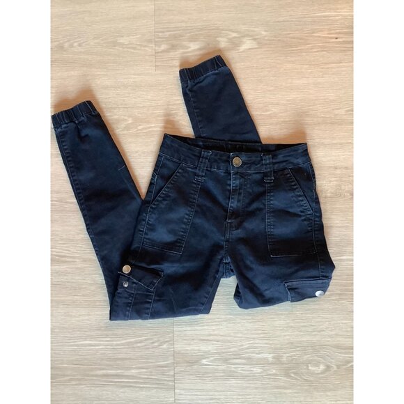 V.I.P Jeans Dark Blue Combat Cargo Jogger Utility Pocket Pants Women’s Size 3/4 - Picture 2 of 3